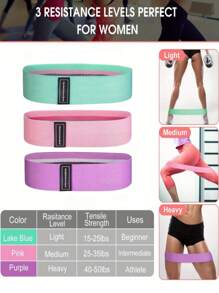 1 套轻质腿部和臀部阻力带 - 可堆叠，涤纶带手柄，适合家庭瑜伽、运动和健身锻炼 - 彩色 - 查看 3