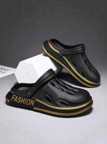 Breathable Mesh Hollow Slides For Men, Indoor Outdoor Wear Slip-On Sandals, Anti-Slip Beach Slippers, Summer Waterproof House Slippers