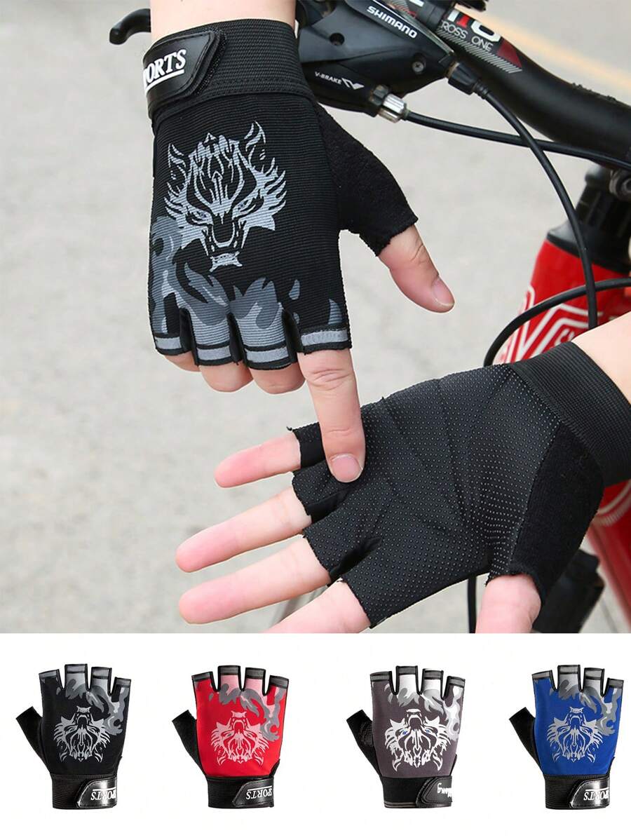 1 Pair Men's Outdoor Cycling Gloves, Anti-Slip Sunscreen Wear-Resistant For Outdoor Hiking Climbing Fishing Sports Fitness Training - Multicolor - View 1