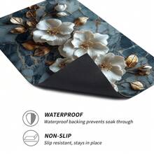 1 pieza Alfombrilla de drenaje/absorción/secado con estampado floral de primavera/verano para cafeteras, utensilios de cocina, lavadoras, fregaderos, accesorios de cocina, decoración del hogar, suministros para fiestas, decoraciones navideñas