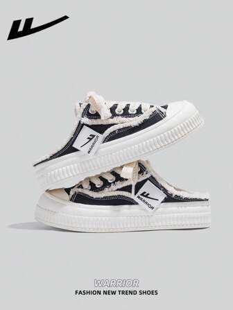  1 双 WARRIOR 品牌女式帆布运动鞋，低帮休闲户外平底鞋，透气夏季滑板鞋，百搭轻便舒适帆布鞋，时尚街头风格