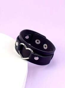 朋克风格哥特式嘻哈铆钉 PU 皮革手链，适合女性日常佩戴、节日、派对、音乐会、情人节礼物 - 黑色 - 查看 9