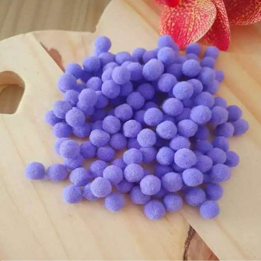 Multicolored Pompom Ball 14 Mm Pack Of 100 Balls - IMT - For Crafts - Púrpura claro - Ver 1