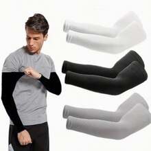 3件套清凉护臂，透气弹力速干护臂，适合运动和日常使用，采用冰纤维材质，弹性贴合，夏季运动骑行防晒配件，白色手套臂套，秋季服装万圣节装扮黑色护臂，男士礼物