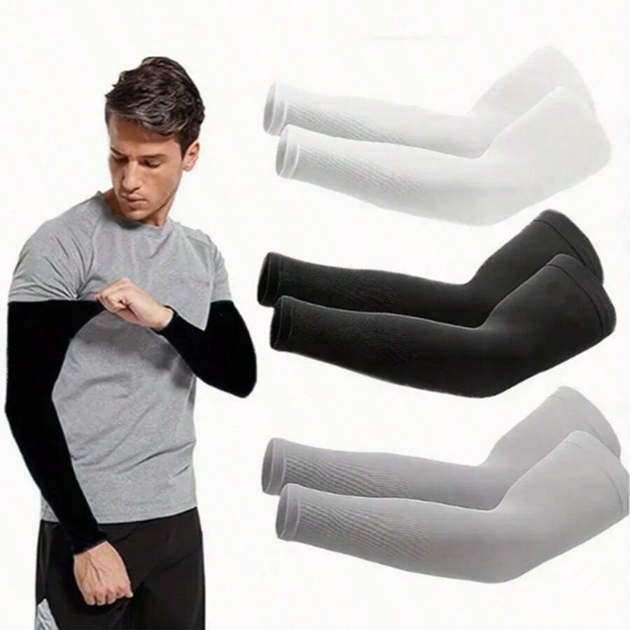 3件套清凉护臂，透气弹力速干护臂，适合运动和日常使用，采用冰纤维材质，弹性贴合，夏季运动骑行防晒配件，白色手套臂套，秋季服装万圣节装扮黑色护臂，男士礼物