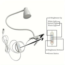 LED Clip On Desk Lamp 360°Flexible Gooseneck Reading Table Light Study Read Light Eye-Caring USB Clamp Books Night Lighting - Speaker Clip Light - View 3