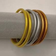 6pcs/Set Jelly Bangle Bracelets Set Lightweight Cute Glitter Filled Stack Silicone Party Bracelets For Women - Multicolor - View 6