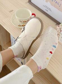 5双装女士袜子可爱卡通袜子春秋低帮船袜适合日常穿着 - 彩色 - 查看 2
