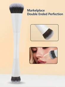1 Piece Dual-Ended Makeup Brush Set: Angled Foundation Brush, Round Foundation Brush, Contour Brush, Flat Foundation Brush