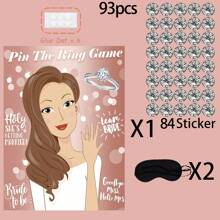 93pcs Bridal Shower Game Includes Ring Toss, Bridal Shower Decoration Game, Party Game, Fun Bachelorette Party Game, 1 Poster, 6 Double-Sided Tapes, 2 Blindfolds, 84 Stickers - Multicolor - View 6