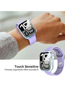 1pc Watch Protective Case Compatible With Apple Watch Ultra 3/ 2/ 1 /SE Series /S10 /S9/ S8 /S7 /S6/ S5/ S4/ S3/ S2/ S1, Colorful Gradient Magical Color Transparent PC Hard Material With Tempered Glass Screen Protector, Full Protection Against Scratch, Collision, Dust For Outdoor Sports, Yoga, Fitness, Party Etc. Suitable For Men And Women, 38mm 40mm 41mm 42mm 44mm 45mm 46mm 49mm Watch Protection Cover, Fashionable New Global Bestselling Apple Watch Protective Case