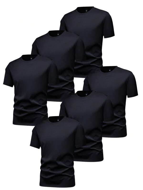 Set de 6 camisetas de manga corta casuales de ajuste regular para hombres, ropa de verano, regalo apropiado para el esposo o novio