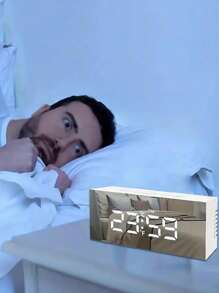 1 件 USB 供电现代简约闹钟，桌面智能多功能显示屏，LED 创意发光数字时钟，显示温度、日期、睡眠 12/24 小时时间，亮度调光器 - 彩色 - 查看 8