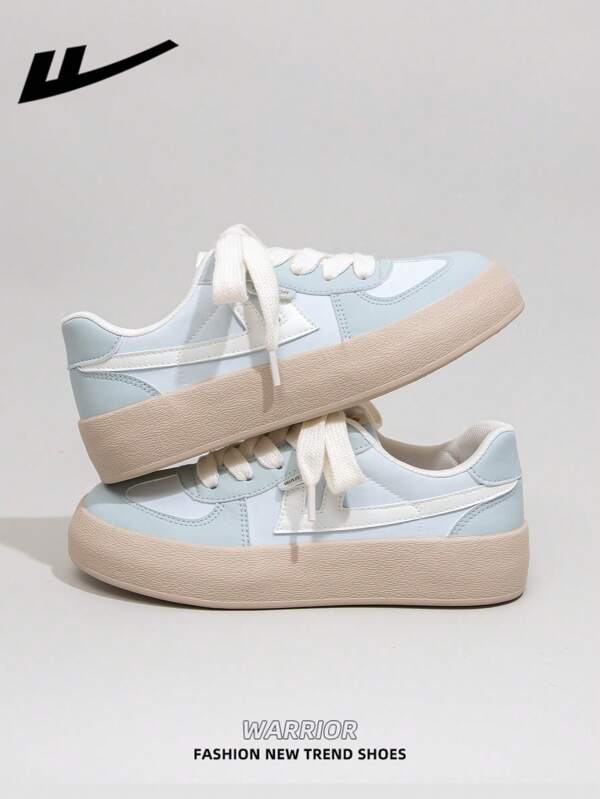 WARRIOR 1 paire de Baskets à lacets design pour femmes WARRIOR, chaussures décontractées basses, chaussures plates pour l'extérieur, chaussures de skate d'été respirantes, baskets en canevas et confortables, chaussures de sport en canevas à semelle épaisse, chaussures de sport style rue, baskets basses à semelle souple