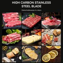 250W Meat Slicer For Home Use, Electric Food Slicer With Three 7.5" Sharp Stainless Steel Blade And One Stainless Steel Tray(Serrated + Smooth) & 0-15mm Precise Thickness Cut Deli Food, Meat, Bread, Fruit, Vegetable, Red - US A Type Plug(110-127V) - View 6