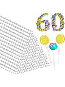50 pièces Bâtonnets de sucette en acrylique transparent, bâtonnets de gâteau pop pour décoration de fête d'anniversaire, de mariage, de remise des diplômes, décorations de petits gâteaux, chocolat, biscuits, outils de cuisson, accessoires de cuisine