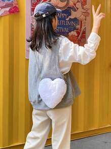 Cartera de piel sintética con forma de corazón, bolso de mano suave y esponjoso para niñas, bolso de hombro pequeño con cadena de metal, regalo perfecto y divertido para el Día de San Valentín, cartera con forma de corazón que combina perfectamente con los vestidos del Día de San Valentín