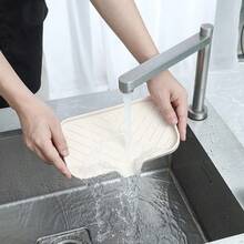 Silicone Bathroom Soap Dishes With Drain Spout-Bathroom And Kitchen Sink Organizer,Sponge Holder,Dish Soap Tray,Perfect For Dispenser,Scrubber,Bottle,Cup On Sink Or Counter-Coffee 4.9"*3.2" - Tapioca - View 6