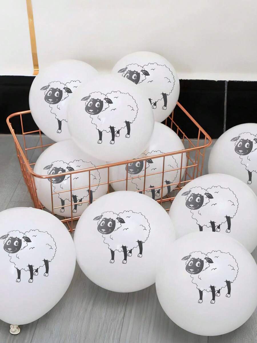 20/40个卡通小羊乳胶气球,适合节日派对装饰、宰牲节庆祝活动、白色绵羊造型乳胶气球、生日派对农场动物装饰 - 小羊款式 - 查看 1
