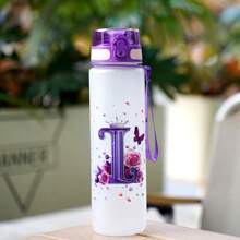 1pc 34OZ/1000ml Durable Outdoor Large Capacity Water Bottle With 26 Letter 3D Printed Rose Pattern, Leak-Proof, One-Click Open Lid, Time & Volume Markings, Suitable For Outdoor Activities, Camping, Fitness, Running, Basketball, School, Gifts For Easter, Independence Day, Mother's Day, Birthday - Multicolor - View 21