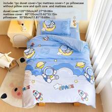 3 pièces Ensemble de literie, Housse de couette imprimée animaux de bande dessinée, Convient pour la sieste en crèche/maternelle, Retour à l'école, Chambre d'enfant, Rose/Bleu/Vert, Applicable pour les garçons et les filles, Comprenant 1 housse de couette (47*59 pouces), 1 housse de matelas (23*53 pouces), 1 housse d'oreiller (11*19 pouces) (Sans rembourrage)