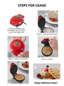SCISHARE 1PC Wall Plug 350-Watt 4-Inch Mini Waffle Maker For Individual Waffles, Hash Browns, Keto Chaffles With Easy To Clean, Non-Stick Surfaces