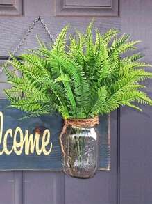 2pcs Artificial Simulated Plant Grass Decorations. These Are UV-Resistant Garden Decorations That Can Be Used To Adorn Rooms, Bedrooms, And Walls. Made Of Plastic, These Fake Green Plants Are Suitable For Home Decor And Bathroom Decoration. Artificial Fern-Like Plants, Wall Plants, And Fake Ivy Green Flowers Are Perfect For Decorating Home Gardens,Garden Decor,Outdoor Plant,Gardening,Fake Flowers