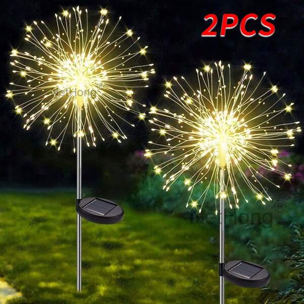 2 X Solar Firework Light 120 LED Sparkle Pathway Lawn Decor Outdoor Garden