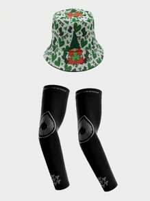 1pc Reversible Clover Print Bucket Hat, Versatile Outdoor Sun Protection Hat For Men & Women, Summer - Multicolor - View 1