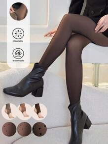 Plus Size Women's Sheer-Effect Printed Tights & High-Waisted Leggings - High-Stretch Tummy Control Slimming Hosiery With Anti-Pilling Snag-Resistant Fabric For Home Office, Outdoor Commuting & Daily Wear - Multicolor - View 1