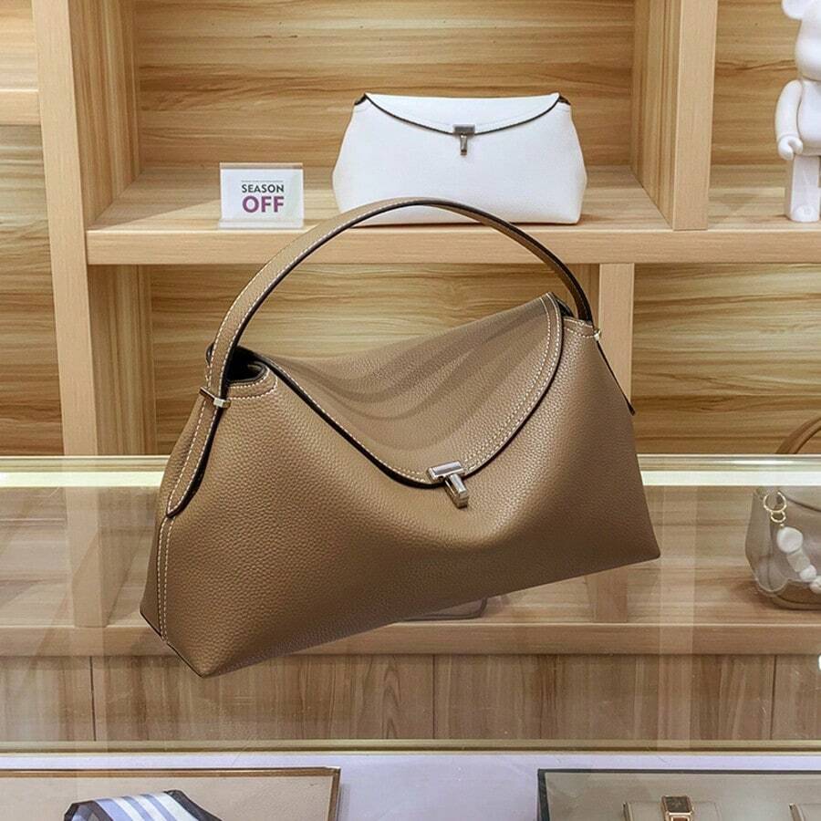 Sweden's Niche TOTEME With 2025 Spring And Summer New Fashion Light Luxury Shoulder Bag Soft Leather Commuter Woman Bag - 灰色 - 查看 1