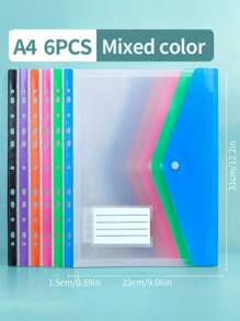 6/12pcs A4 Size High Capacity Ring Binder Folders, Modern PP Material With Expandable Button & Label Pockets, Suitable For School, Home, Office, Travel - Portable Design, Back To School, School Supplies - Horizontal (6-pack) - View 2