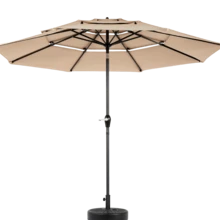 okwish Parasol Garden Parasol Cantilever Parasol Balcony Parasol With Crank Sun Protection 294x294 Cm (L * W) - Khaki - View 8