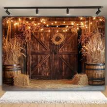 1pc Vintage Countryside Farmhouse Theme Backdrop Banner, Available In Multiple Sizes, Made Of Polyester, Suitable For Country Wedding, Birthday Party Decor, Any Holiday And Anniversary Decoration, Garden, Indoor And Outdoor - Multicolor - View 1