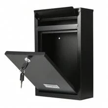 Keyed Wall-Mounted Mailbox Unit] 1pc Lockable Metal Mailbox, Outdoor Wall-Mounted Weatherproof Post Box With Key, Large Capacity For Home And Office Use,Large Steel Lockable Wall Mounted Letter Mail Post Box Postbox Letterbox Mailbox,Post Box Wall Mounted Steel Mail Box Parcel Delivery Box Lockable Letter Weatherproof Post Box With 2 Keys Stylish Letterbox For Keep Your Mail (Black) - Black - View 3