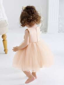 香槟色女婴 0-2 岁蓬松裙装，生日派对婚礼仪式服装 - 香檳色 - 查看 4