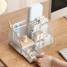 1pc Desktop Stationery Storage Rack, Multifunctional Office Supplies Storage Box, Simple Creative Stationery And Office Supplies Storage Rack For School, Office, Dormitory, Multi-Compartment Storage Box, Cosmetic Storage Box, Back To School Gift - Multicolor - View 7