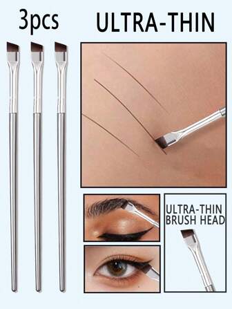 3pcs/Set Eyeliner Makeup Brush With Unique Blade-Shaped Ultra Fine Slant Flat Eyebrow Brush, Suitable For Beginners,Brush Set,Makeup Brush Kit,Make Up Brush Set,Make Up Set Complete,Makeup Brush Set,Complete Makeup Kit,Brush Kit,Brushes Makeup Set,Makeup Gift Set,Set