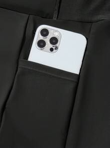 Women Chain Detail Casual Ruched Swim Dress, For Summer Vacation - Black - View 9