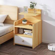 Mesita de Noche de Madera con 1 Cajones para Sala y RecáMara, Estilo A, Minimalista Vintage Mesa Auxiliar de Fácil Montaje, Tallas de L33xW26xH60(cm) - Madera - Ver 4