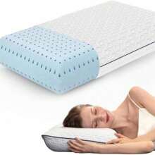 Almohadas para cama ventiladas y premium con funda de almohada de bambú, almohada de apoyo contorneado y refrescante ortopédica