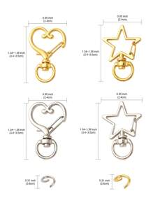 20 Pcs 4 Styles Heart/Star Alloy Swivel Clasps, Lanyard Push Gate Snap Clasps For Key Chain DIY Making