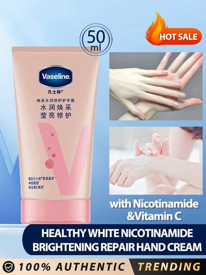  Vaseline Healthy White Niacinamide Aydınlatıcı Onarıcı El Kremi 50 ml | Niacinamide Cildi Aydınlatır, Nemlendirir ve Uzun Süreli Kokusuyla Nemlendirir. Hem Erkekler Hem de Kadınlar İçin Uygundur ve Dört Mevsim Boyunca Kullanılabilir.