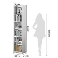 Estantería alta y estrecha, mueble alto y estrecho de 6 niveles, estantería angosta blanco, estantería alta y estrecha independiente para espacios pequeños - Blanco cálido - Ver 8