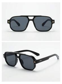 2pcs/Set Vintage Square Frame Fashion Stylish Fashion Glasses For Men (Suitable For Driving, Traveling, Casual, Outdoor Sports, Daily Use) For Summer Beach Vacation,Outdoor,Travel - 2-piece Set - View 5