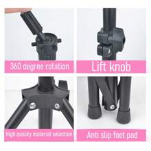 1PC Mini Adjustable Mannequin Head Tripod Stand, Unisex-Adult Hairdressing Training Holder, 360-Degree Rotating, Non-Slip Salon Model Support With Height And Leg Adjustability