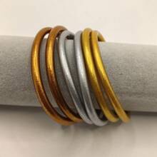 6pcs/Set Jelly Bangle Bracelets Set Lightweight Cute Glitter Filled Stack Silicone Party Bracelets For Women - Multicolor - View 2