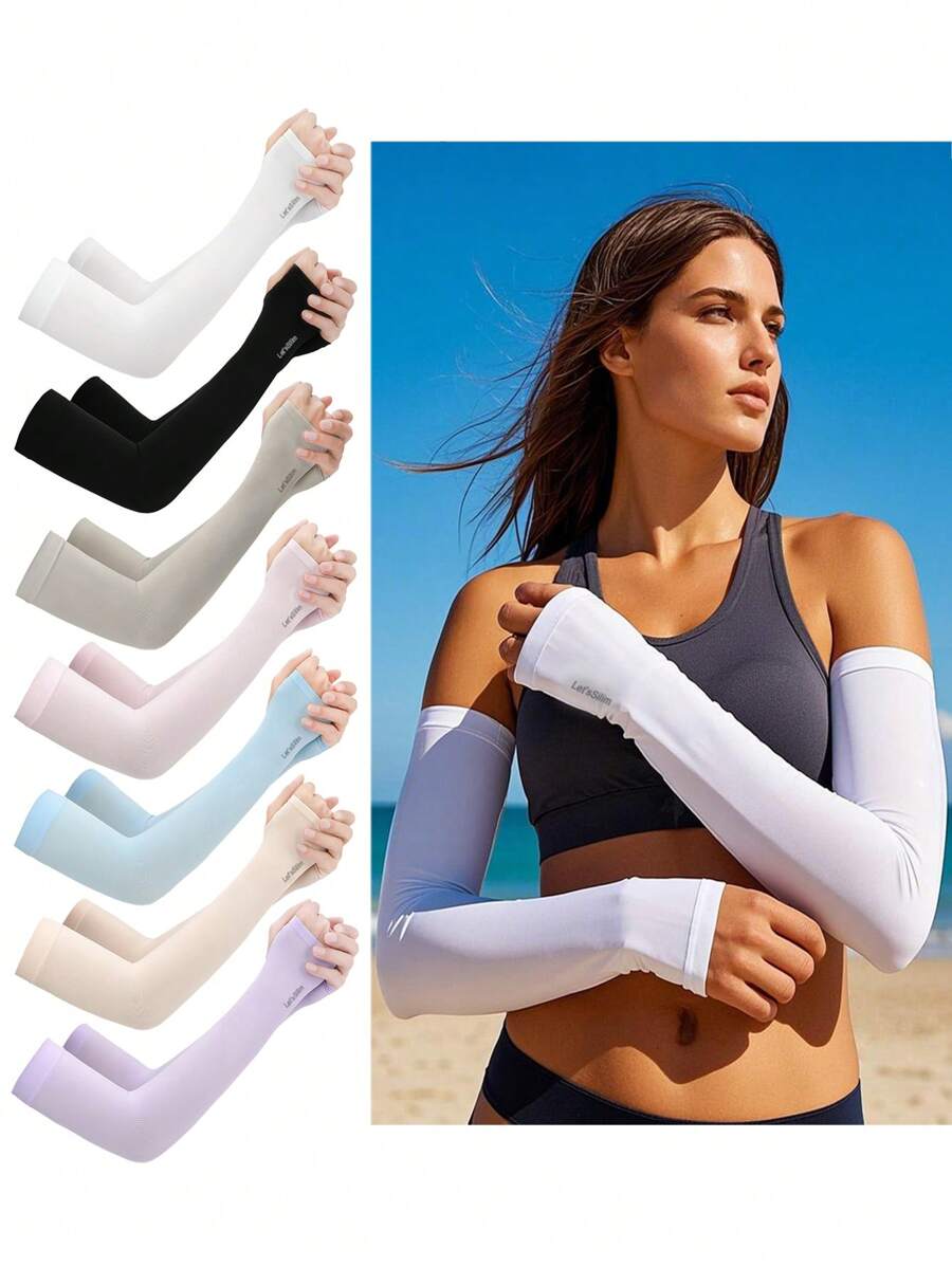 1 paire de manchettes de protection anti-UV unisexe, manches respirantes pour dames, gants de protection solaire pour l'extérieur, rétractables, parfaits pour l'été, s'assortissent à divers vêtements