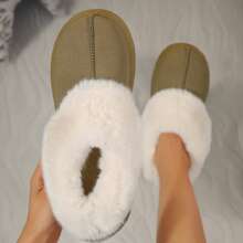 Women's Suede Shearling Slippers - Perfect For Cozy Winter Days - Khaki - View 3