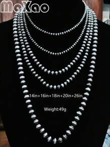 高品质手工珍珠项链,复古波西米亚西部风格,适合女性佩戴,可叠戴,不易褪色,适合休闲外出或聚会,现在就购买,为您的珠宝柜增添光彩吧! - 復古納瓦荷珍珠項鍊 - 查看 24